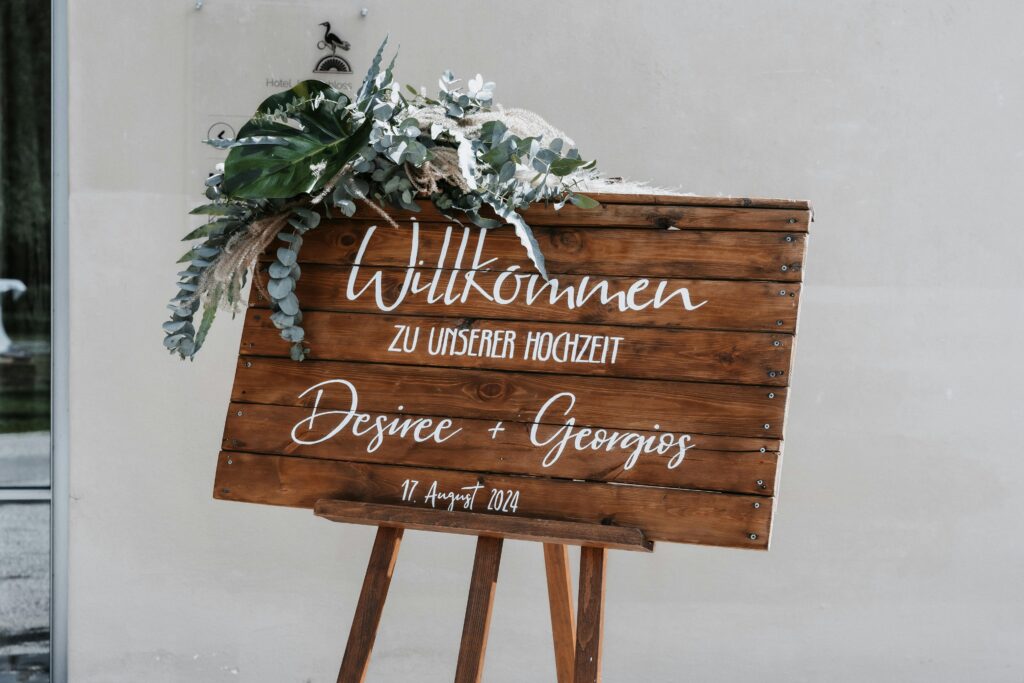 wooden wedding signage