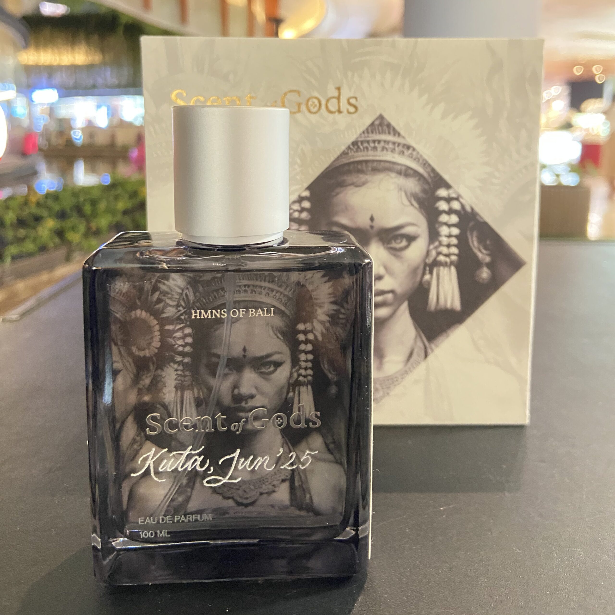 HMNS Bali perfume calligraphy engraving